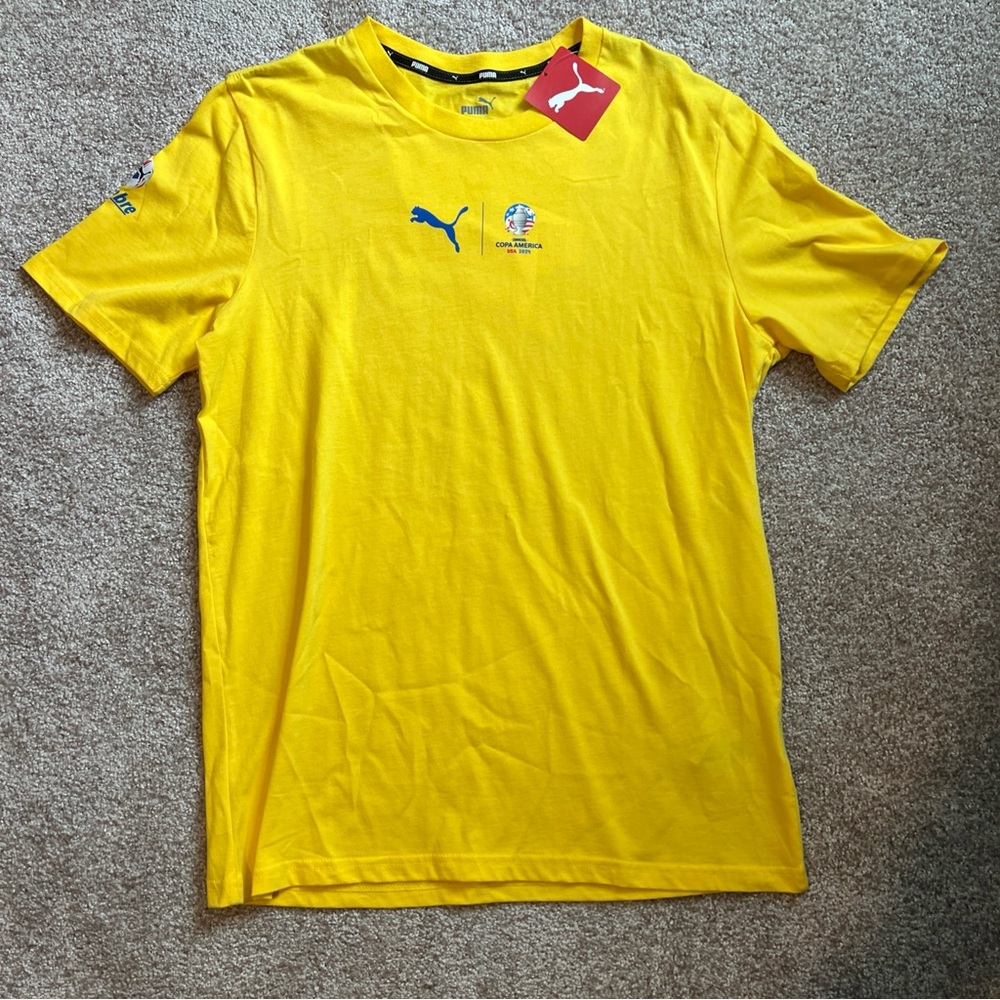 PUMA Mens Brazil 2024 COPA America Yellow T-Shirt